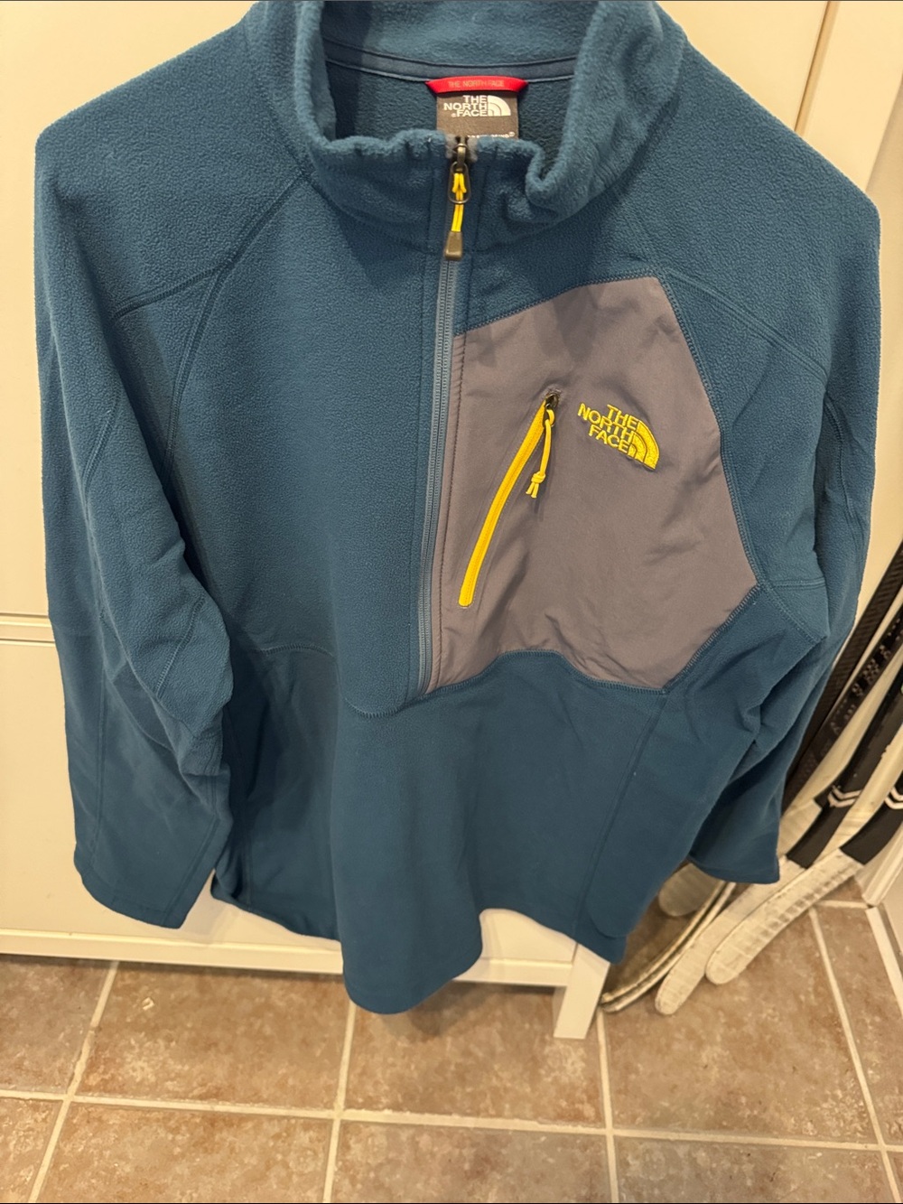 The North Face Teal Fleece Pullover with Gray Chest Pocket